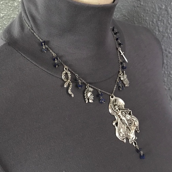 Athena Minerva Greek Roman Goddess Wisdom & War Handmade Necklace, Lapis Lazuli - Picture 9 of 15